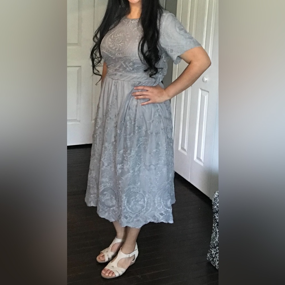 Grey -ish lace Polagram dress size Large